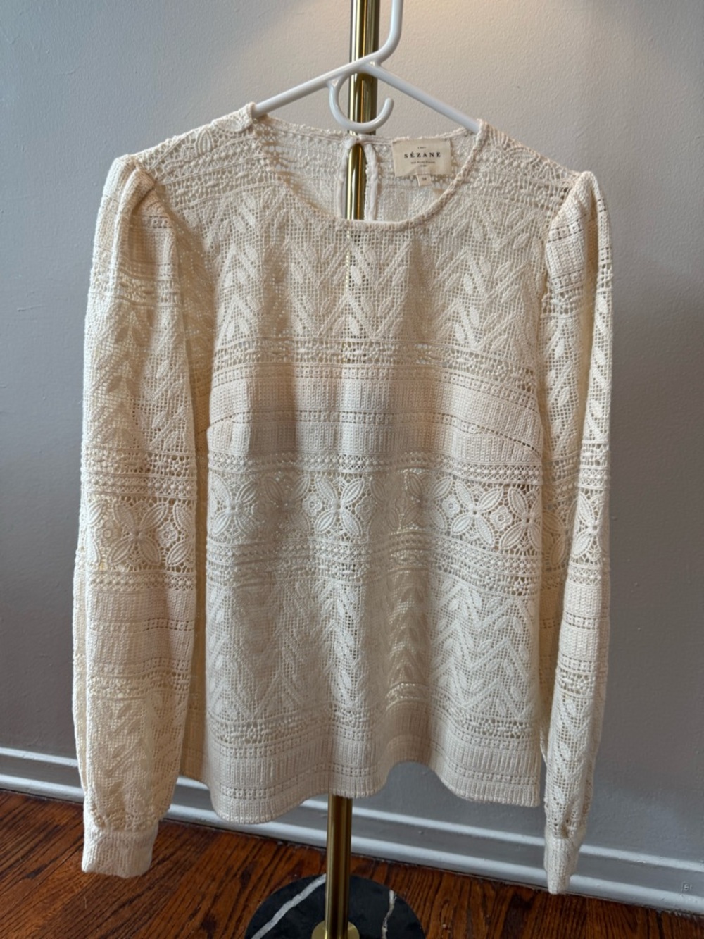 Sezane Philoe Ivory Ecru Lace Blouse size 38/8/M/L Like New